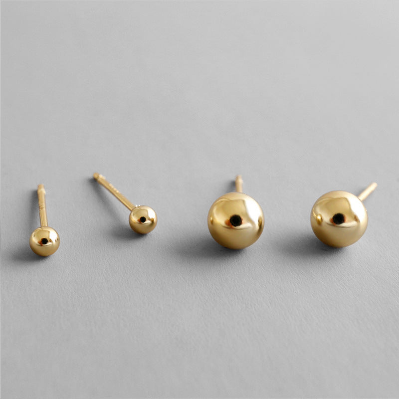 Minimalist Golden Beads 925 Sterling Silver Stud Earrings