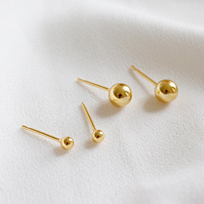 Minimalist Golden Beads 925 Sterling Silver Stud Earrings