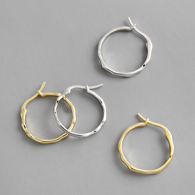 
                      
                        Fashion Office Irregular Circle 925 Sterling Silver Hoop Earrings
                      
                    