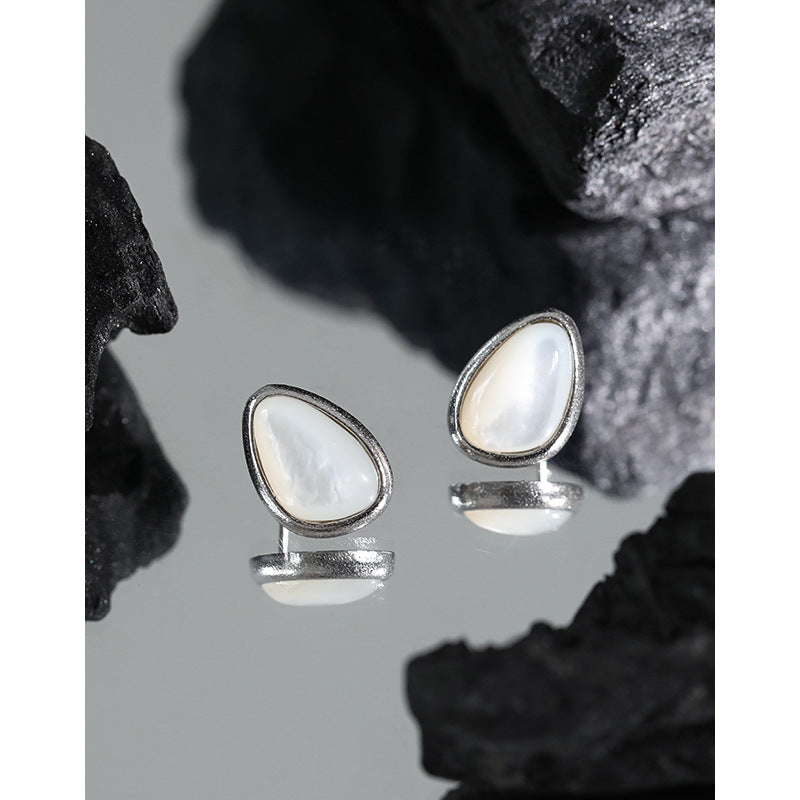 Fashion Waterdrop Mother of Shell 925 Sterling Silver Stud Earrings