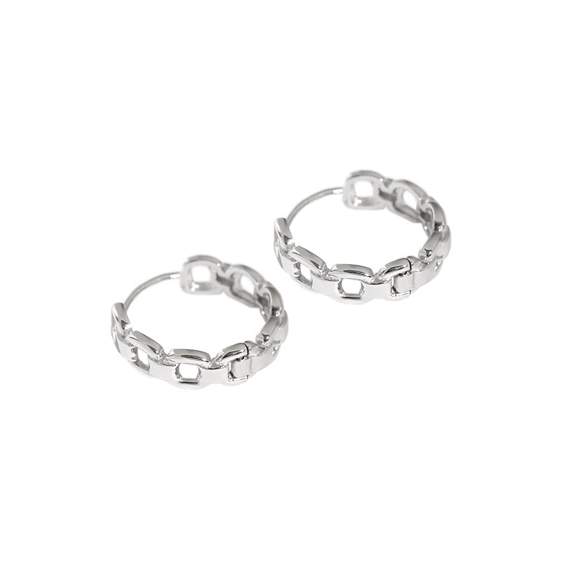 
                      
                        Modern Fashion Hollow Chain 925 Sterling Silver Hoop Earrings
                      
                    