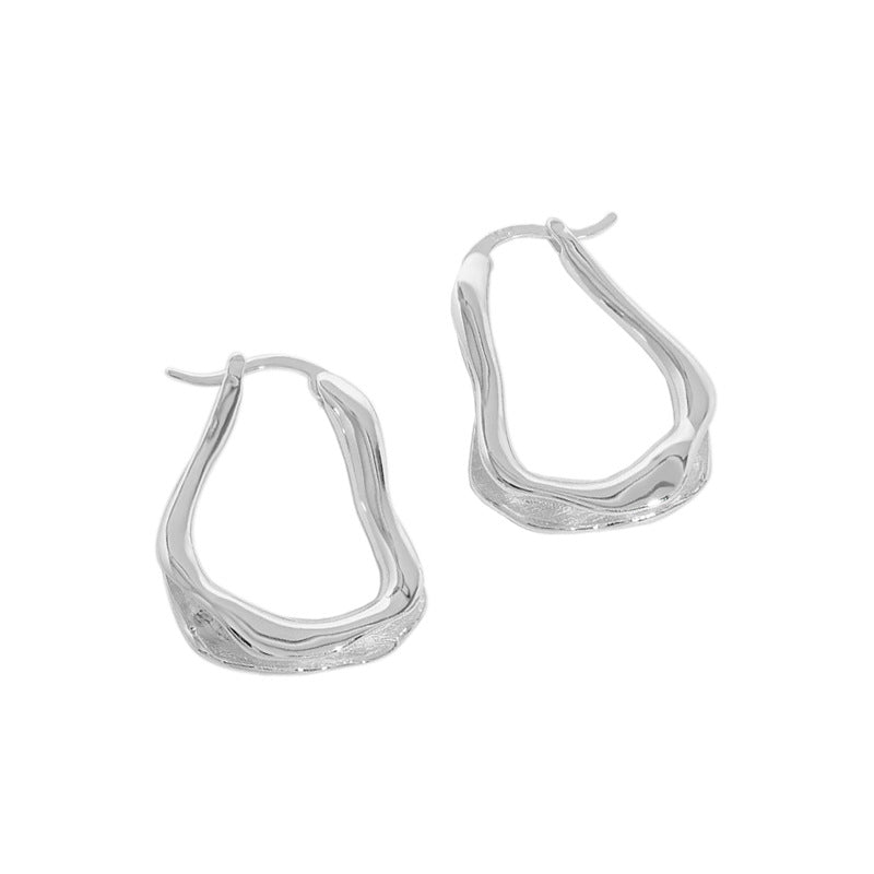 
                      
                        Office Irregular Wave U Shape 925 Sterling Silver Hoop Earrings
                      
                    