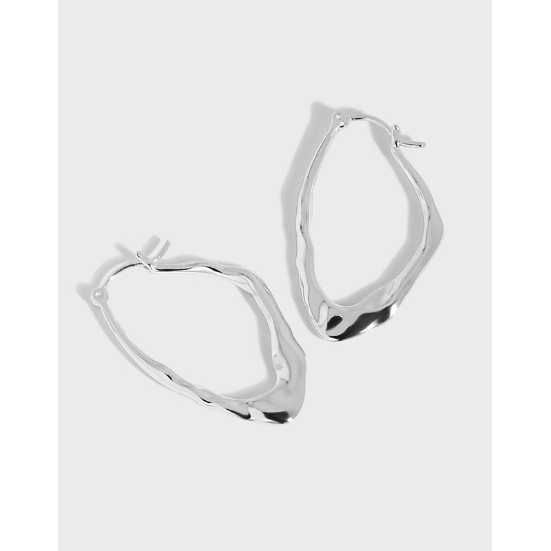 New Irregular Geometry 925 Sterling Silver Hoop Earrings