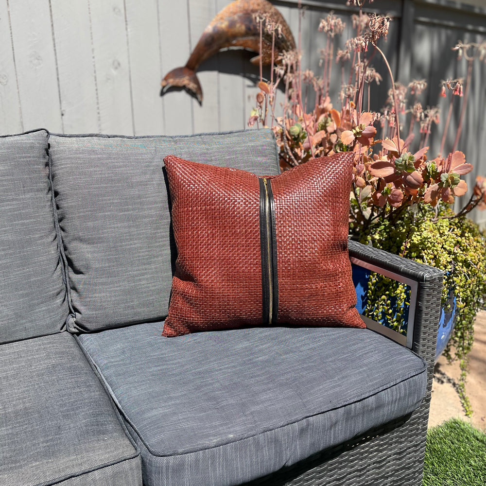 
                      
                        Hand Woven Leather Cushion Cover
                      
                    