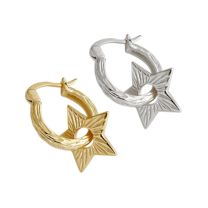 
                      
                        Classic Hollow Stars 925 Sterling Silver Hoop Earrings
                      
                    