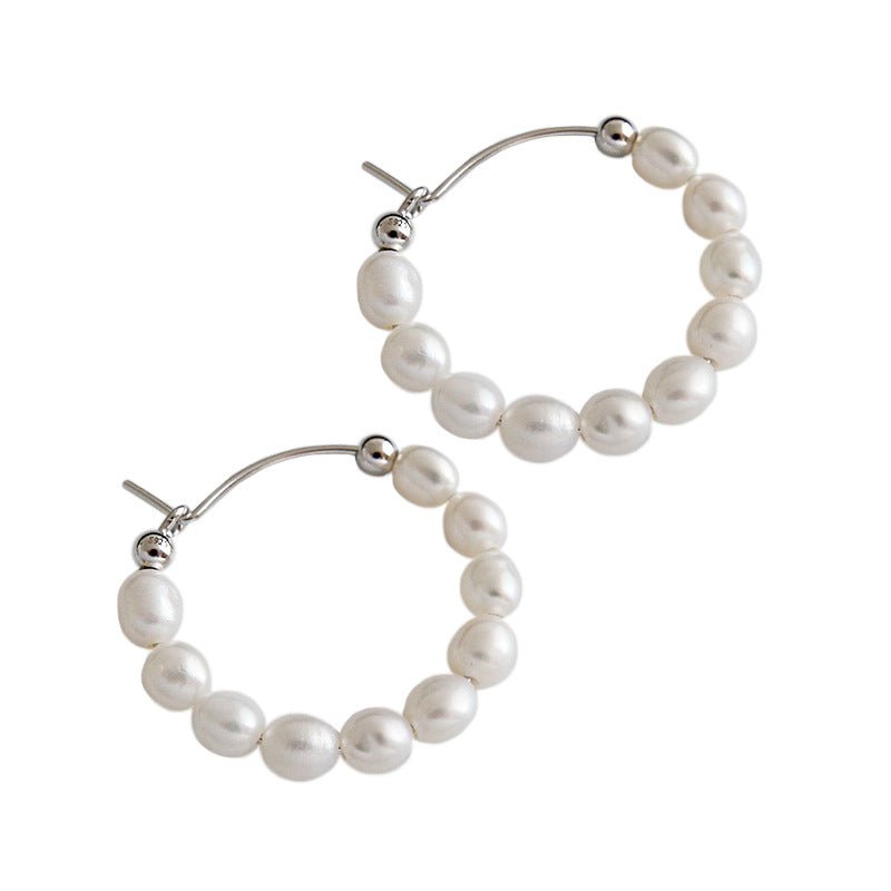 
                      
                        Elegant Natural Pearls Circles 925 Sterling Silver Hoop Earrings
                      
                    