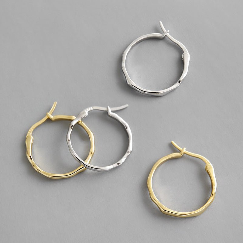 Fashion Office Irregular Circle 925 Sterling Silver Hoop Earrings