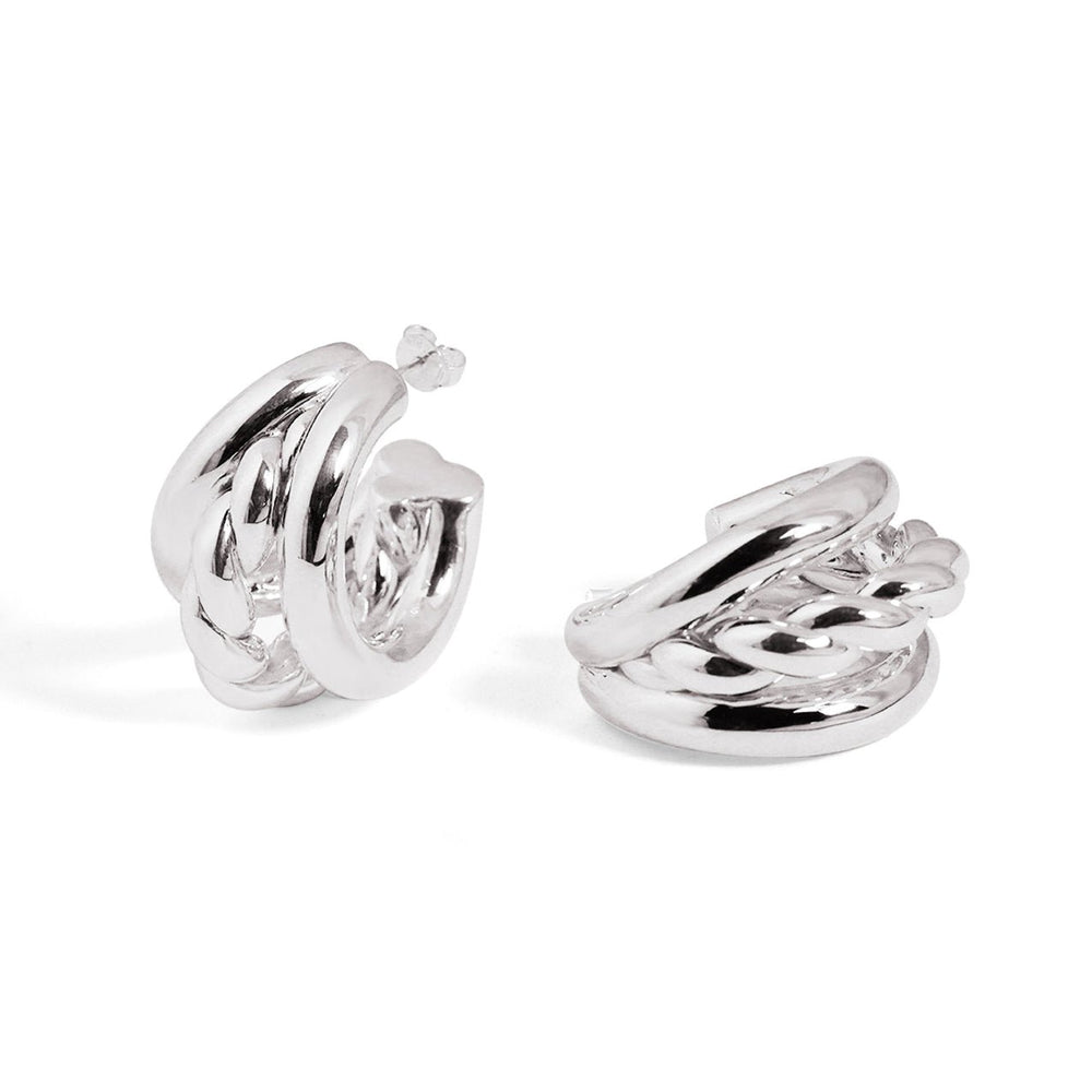 
                      
                        Geometry Round Three Twisted Tube S999 Sterling Silver Huggie Hoop Earrings(Pre - Sale)
                      
                    