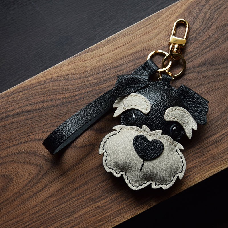 Schnauzer Sheepskin Leather Bag Charm