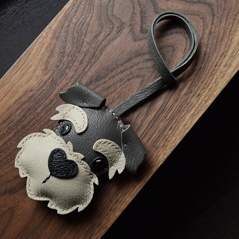 Schnauzer Sheepskin Leather Bag Charm