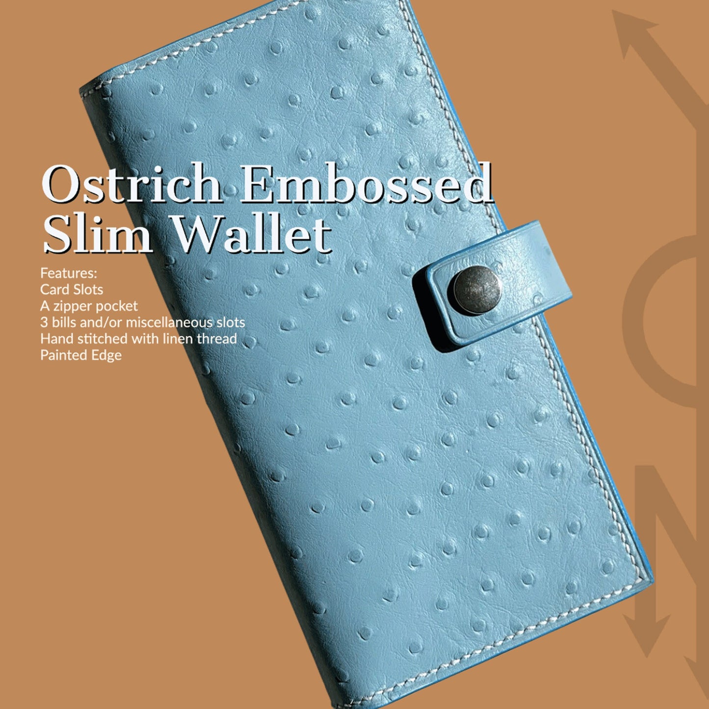 Ostrich Embossed Slim Wallet